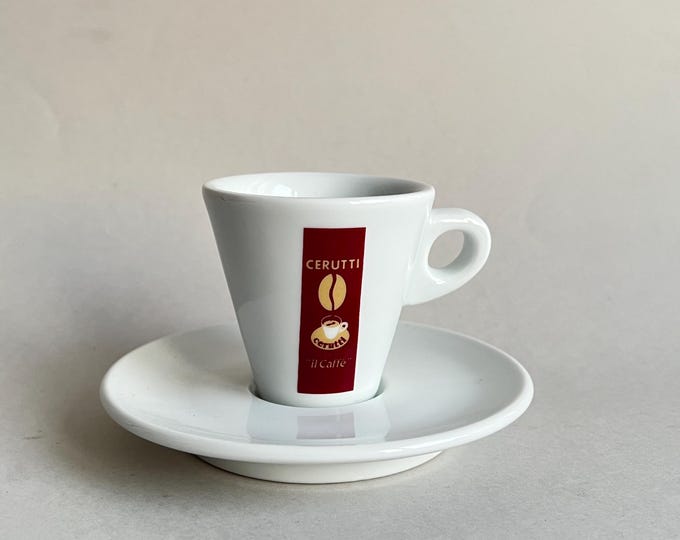 Vintage Cerutti Italian Espresso Cup Saucer Set, Heavy Porcelain Demitasse Coffee Lover Gift