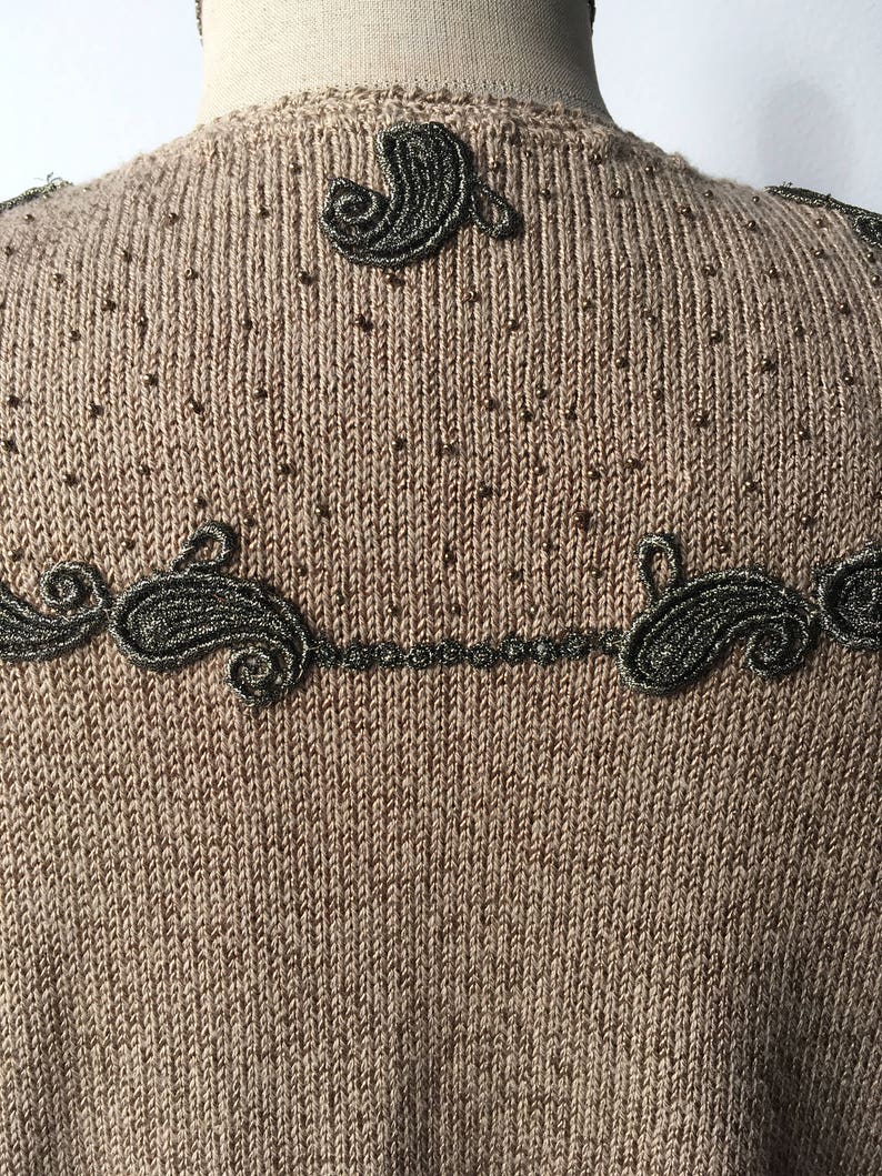 70s Embellished Brown Cardigan