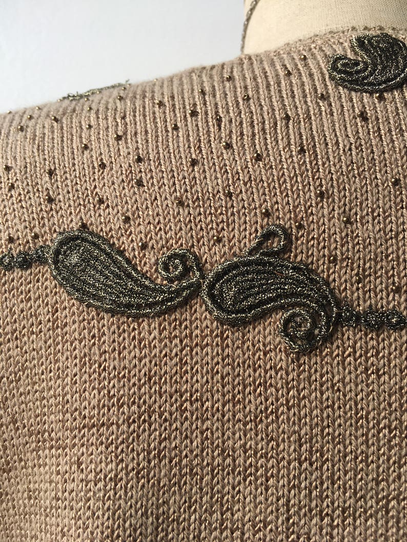 70s Embellished Brown Cardigan