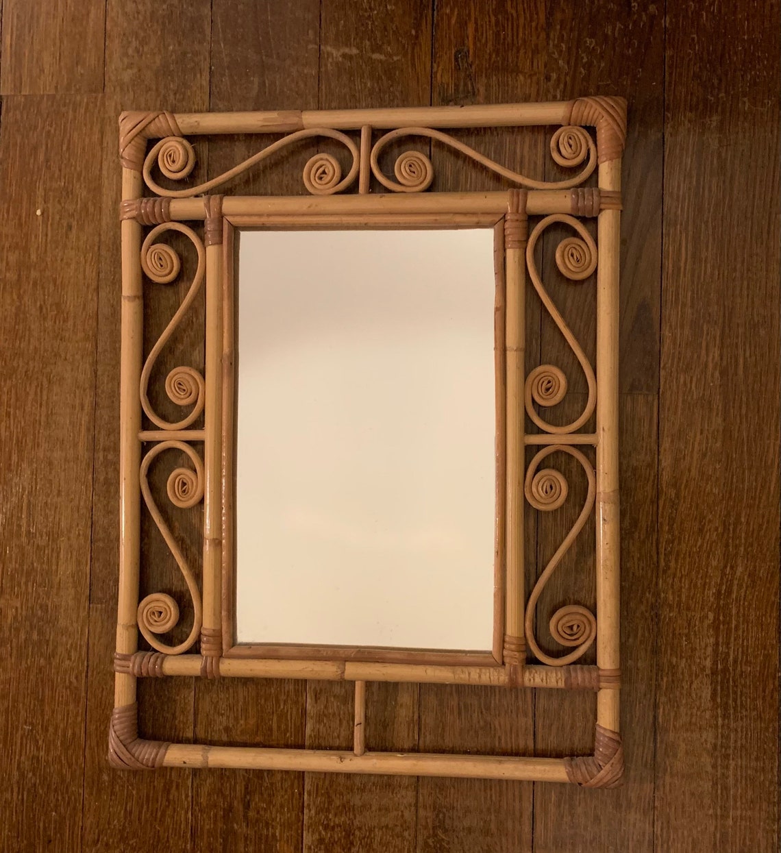 70er Jahre Korb gerahmte Spiegel im Boho Stil Vintage | Etsy