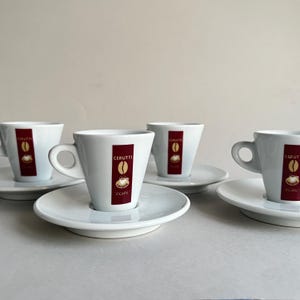 Vintage CERUTTI  Italian espresso cup & saucer, heavy porcelain bar  espresso cups, gift set for coffee lover, advertisement demitasse