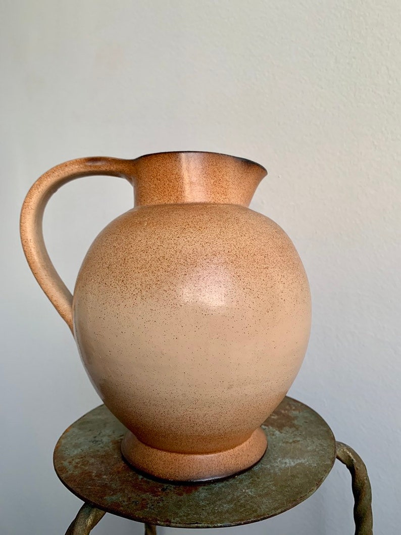 Vintage ceramic water jug poppy flower jug orange clay water Etsy