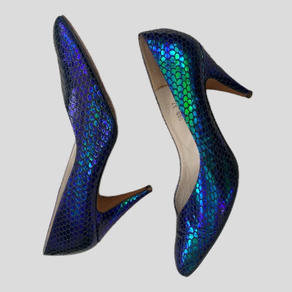 Vintage 80s Teal Purple Iridescent 