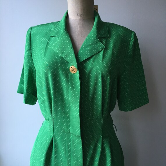 80s Emerald green polka dot Button down dress Size S,Mint Green Vintage Buttoned Dress 80s Emerald green polka dot Button down dress Size S,Mint Green Vintage Buttoned Dress