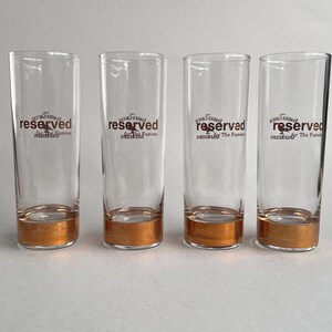 4 Vintage Long Whisky Cocktail Glasses Gold Bottom, Midcentury Whisky Reklama Famous Grouse Highball Long Drink Glass, Home Bar Cart