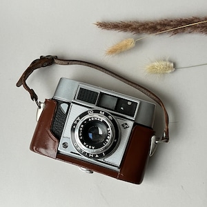 Macchina fotografica manuale d'epoca Agfa Agnar Optimal Point and Shoot, macchina fotografica con mirino da 35 mm con custodia rigida in pelle marrone, accessorio cinematografico 8112 non testato