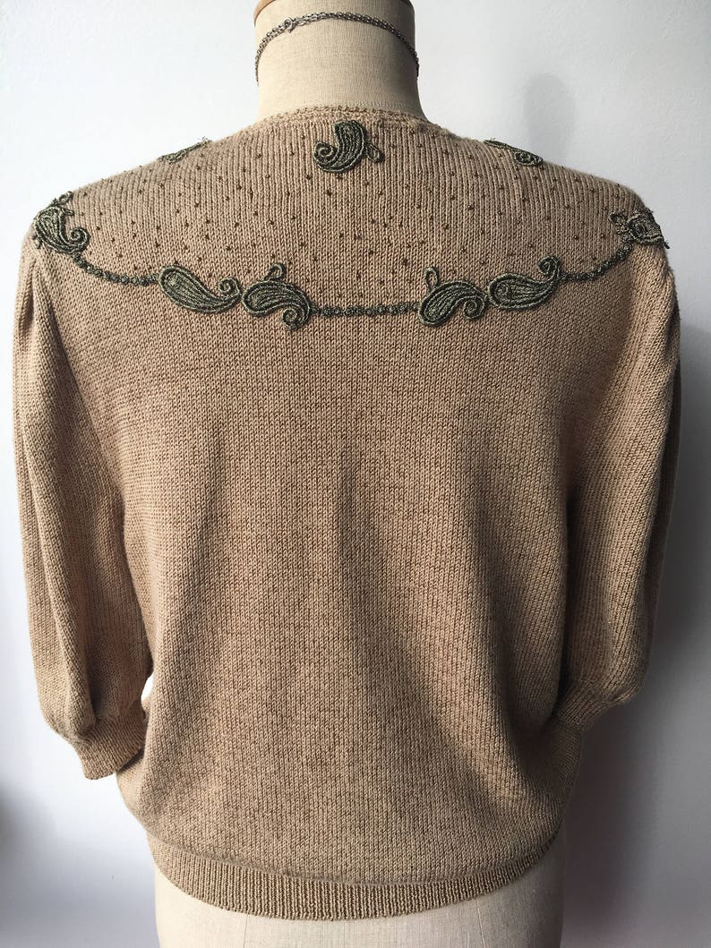 70s Embellished Brown Cardigan
