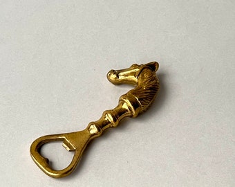 Vintage solid brass horse head bottle opener, mid century bar tool and accessories, beer Coca Cola bottle opener, unique barware gifts Xmas