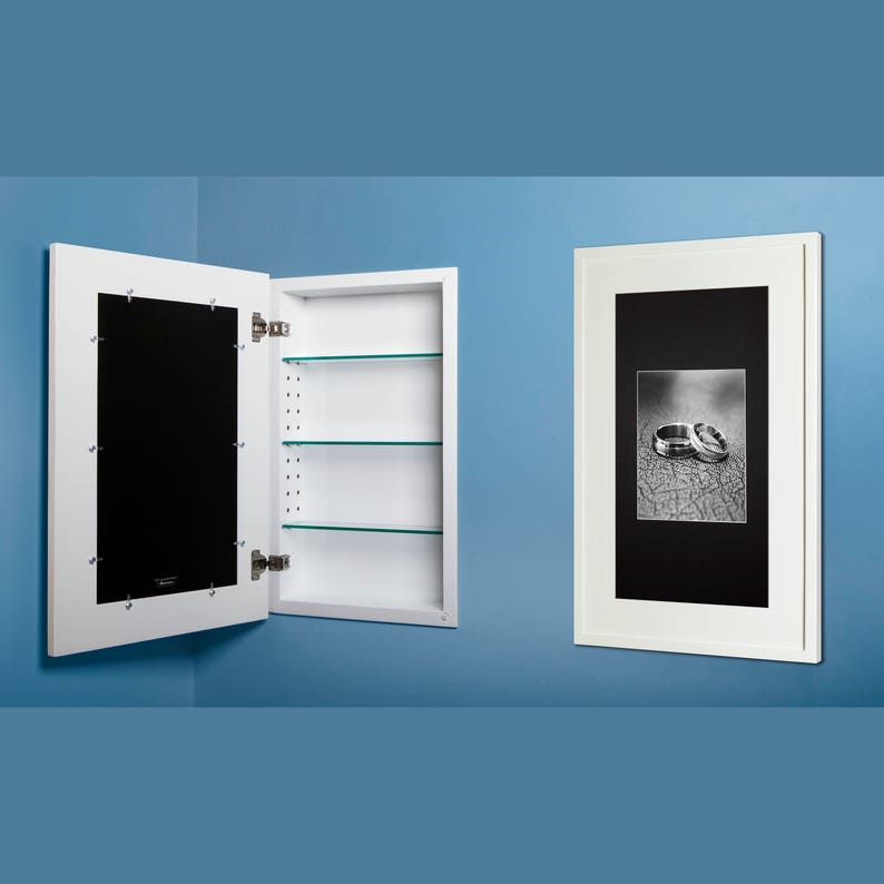 14x24 Extra Large Concealed Medicine Cabinet Recessed With A Picture Frame Door No Mirror 10 Colors 3 Sizes