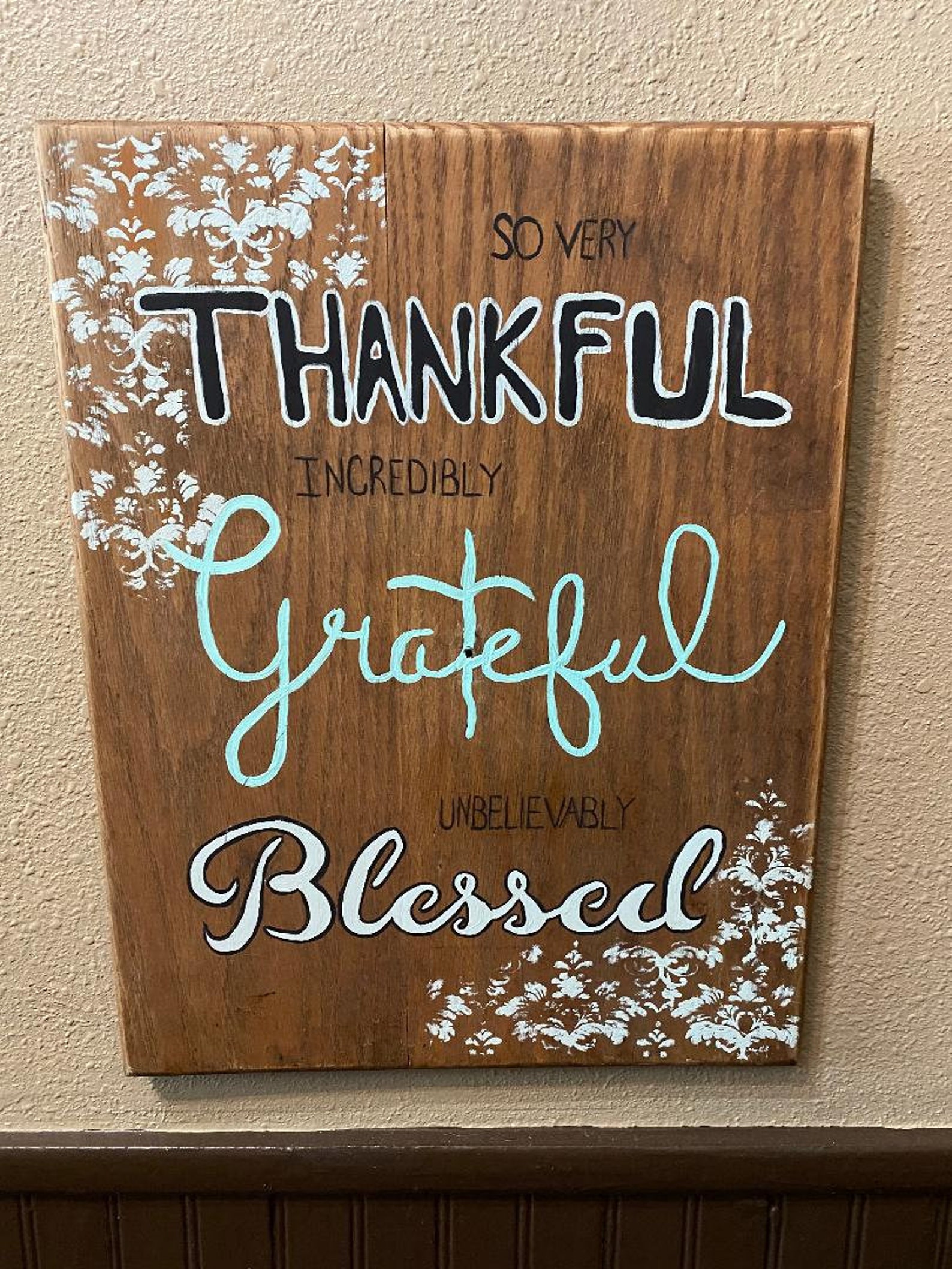 Thankful Grateful Blessed Sign | Etsy