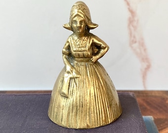 Vintage Brass Dutch Lady Bell - Hand Dinner Bell