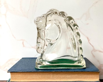 Vintage Federal Glass Horse Head Figure - English Library Bookcase Decor