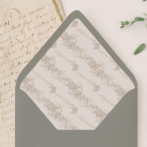 Vintage Floral Pattern Envelope Liner, Beige Wildflower Invitation Liner, Rococo Wedding Invitation Envelope Liner, DIY Envelope Liner Only