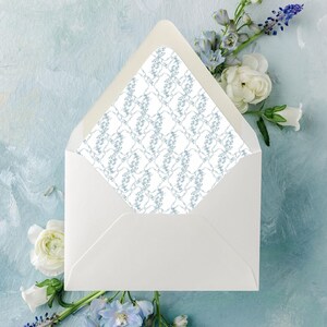 Baroque Floral Pattern Envelope Liner, French Blue Wedding Liner, Romantic Wedding Invitation Envelope Liner, Printed Regency Envelope Liner