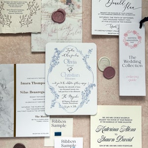 Romantic Wedding Invitation Sample Kit, Letterpress Wedding Invitation, Calligraphy Invite Sample, Wax Seal Samples, Foil Invite Sample