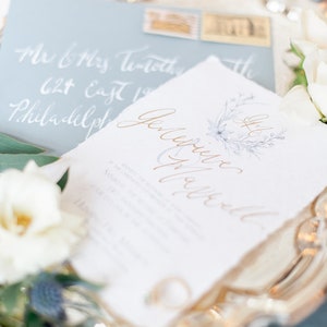 Floral Crest Wedding Invitation: Elegant Monogram, Romantic Invite Suite with Calligraphy