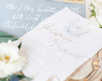 Floral Crest Wedding Invitation, Monogram Wedding Invitation, Romantic Wedding Invites, Elegant Wedding Invitation Suite, Floral Invitation