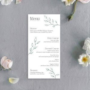 Sage Green Wedding Menu, Eucalyptus Wedding Menu, Modern Wedding Menu, Greenery Wedding Menu, Wedding Day Menu