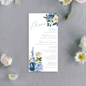Floral Wedding Menu, Botanical Menu Card, Wildflower Wedding Menu, Printed Wedding Menus, Romantic Menu Card, Garden Wedding Decor