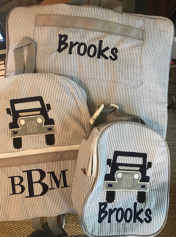 Back to school 3 piece set Backpack lunch box and nap mat Etsy