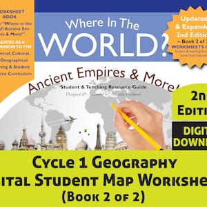 Klassische Conv. Zyklus 1-Ancient Empires Geographie -DIGITAL DOWNLOAD Schülerarbeitsblatt Buch (Buch #2)-CC Geographie 5thEd