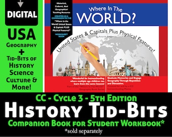 Educación en el hogar Historia de EE. UU. + Geografía Libro DIGITAL de recursos para estudiantes y enseñanza: aprenda sobre los estados y capitales de EE. UU. + Características físicas CCgeo-5thEd-C3