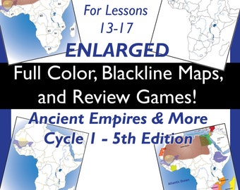 Conjunto de mapas y juegos ampliados: para las lecciones 13 a 17 relacionadas con Imperios antiguos y más, compatibles con conversaciones clásicas, ciclo 1, 5.° edición