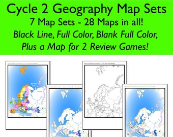 Enlarged MAPS-Blackline, Full Color and Games! - Europe and Asia, Continents, Oceans, & More! -Classical Conversations-Cycle 2 - 5th Edition