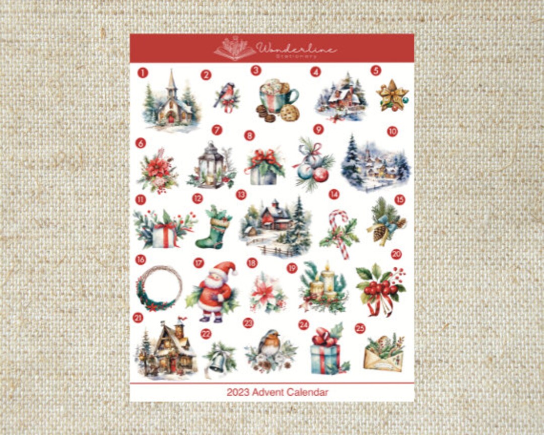 Christmas Advent Sticker Calendar Bullet Journaling 6 75x8 75 Christmas Advent Sticker Calendar Bullet Journaling 6 75x8 75