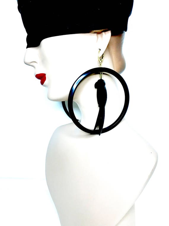 Black Lucite Perched Parrot earrings!