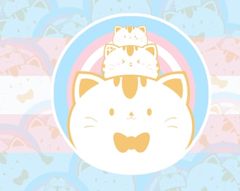Trans Pride Cat Sticker: LGBT Mochi Cat, Waterproof Vinyl