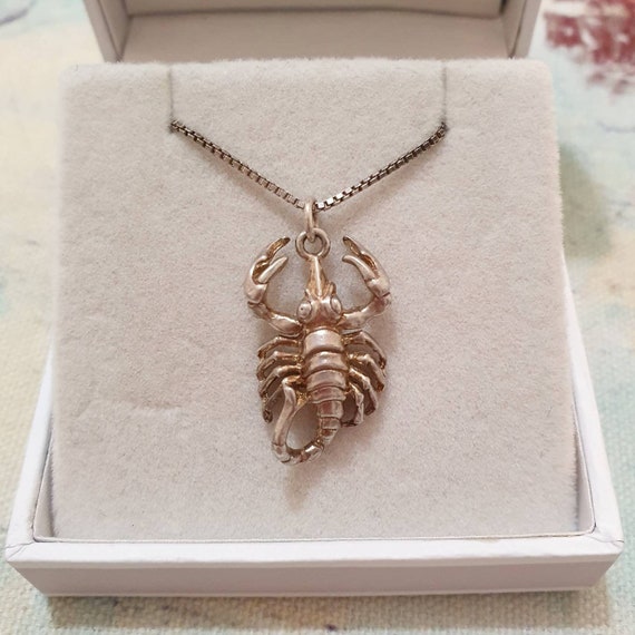 Vintage Sterling Silver Scorpion Pendant Necklace