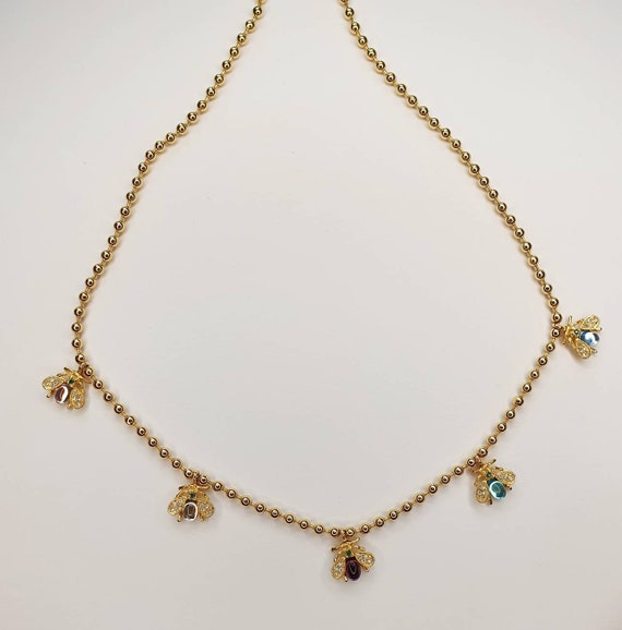 Joan Rivers Bee Necklace Gold Multi Stone