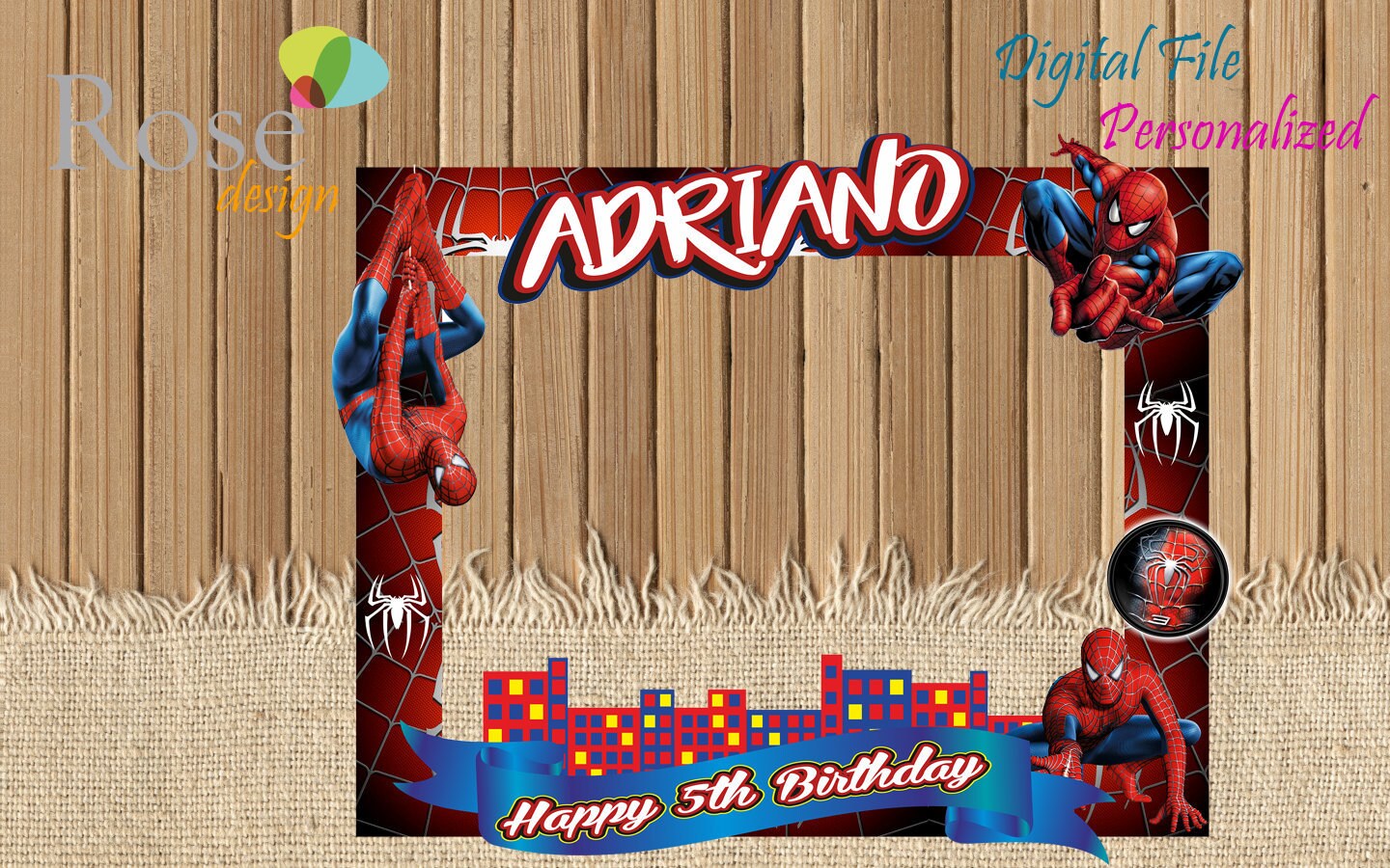 Spiderman Photo Booth Birthday Backdrops 50