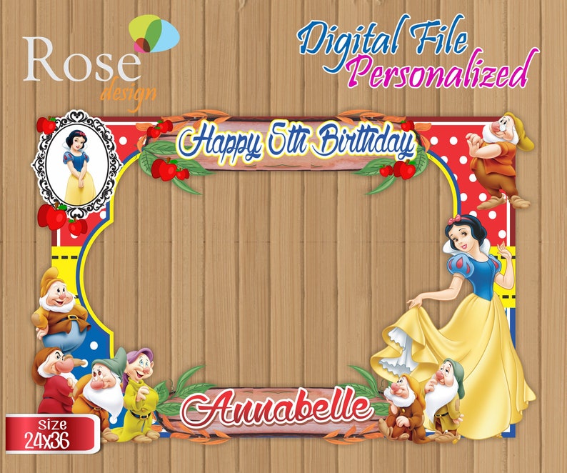 Digital Snow White Photo Booth Frame Birthday Image 0