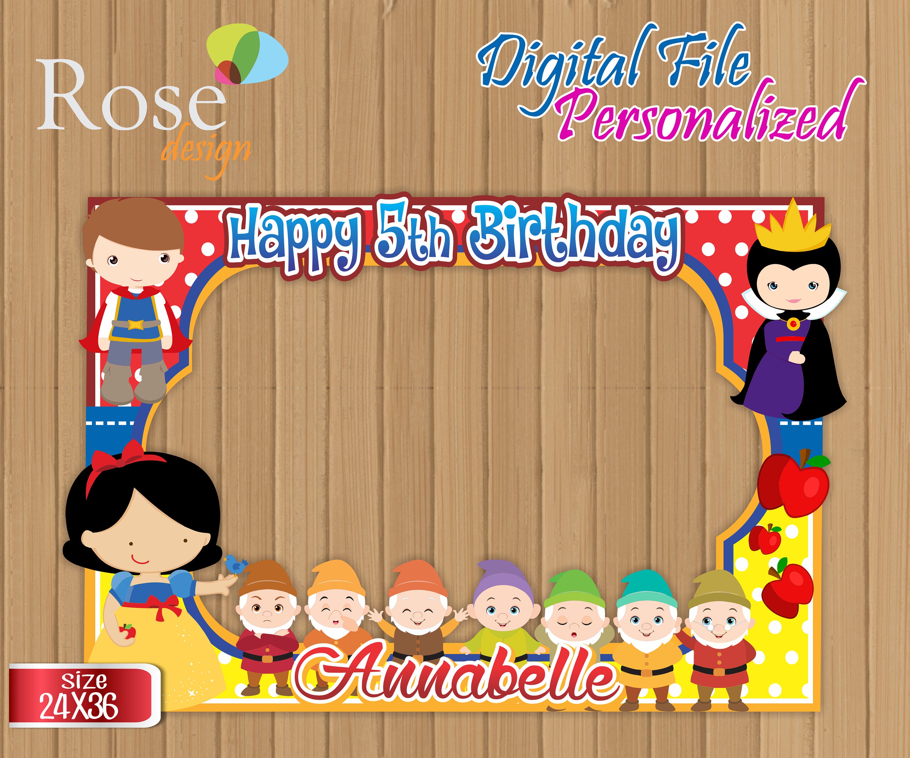 Digital Snow White Photo Booth Birthday Baby 50