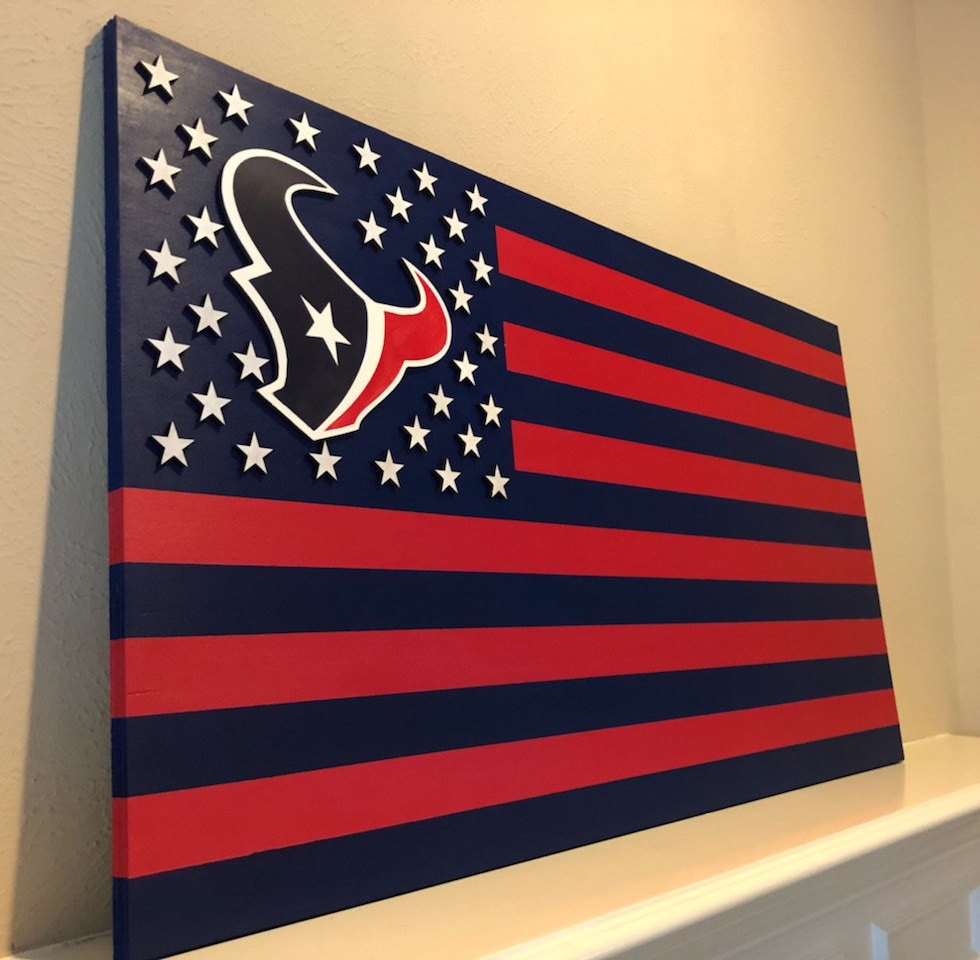 Houston Texans Texans Flag Wood Flag Houston Texas Bulls Etsy