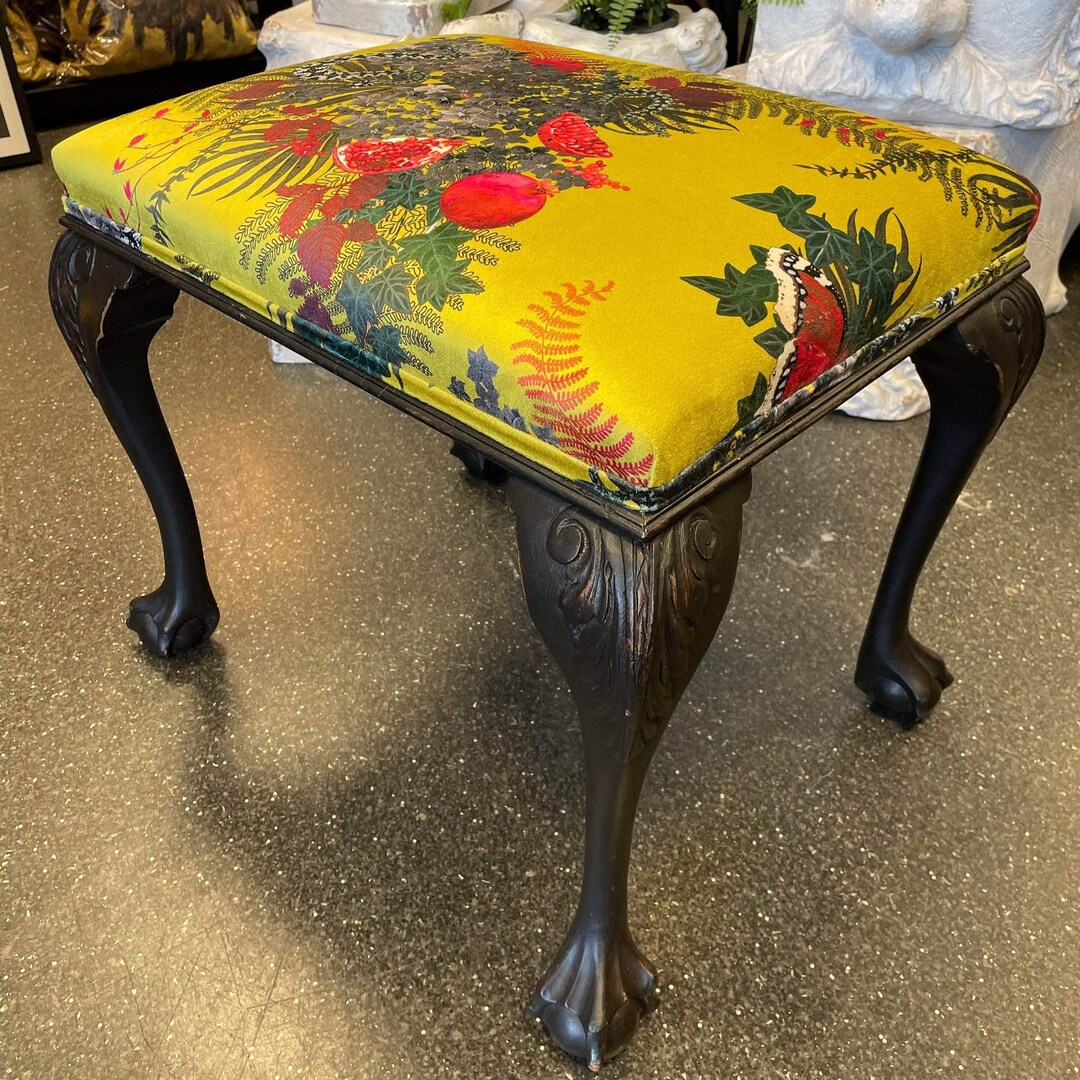 Dressing Table Stool Upholstered in Art of the Loom Forbidden Etsy UK