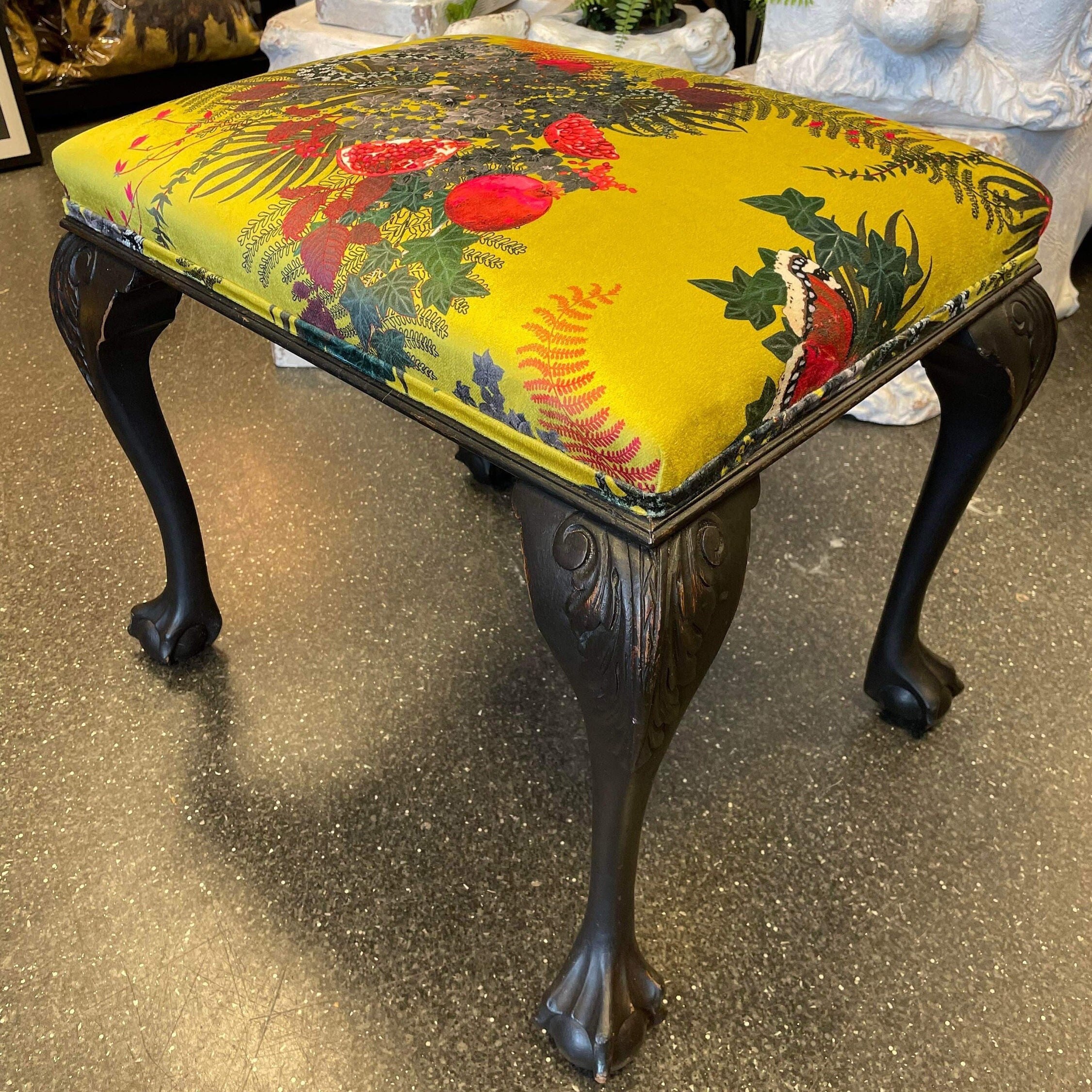 Dressing Table Stool Upholstered in Art of the Loom Forbidden