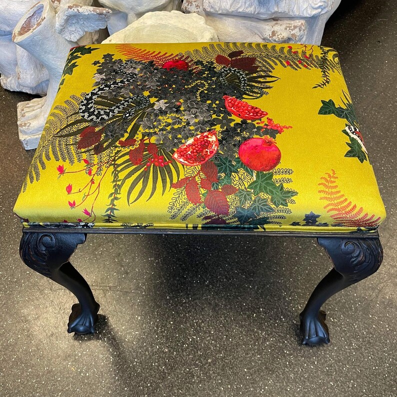 Dressing Table Stool Upholstered in Art of the Loom Forbidden Etsy UK