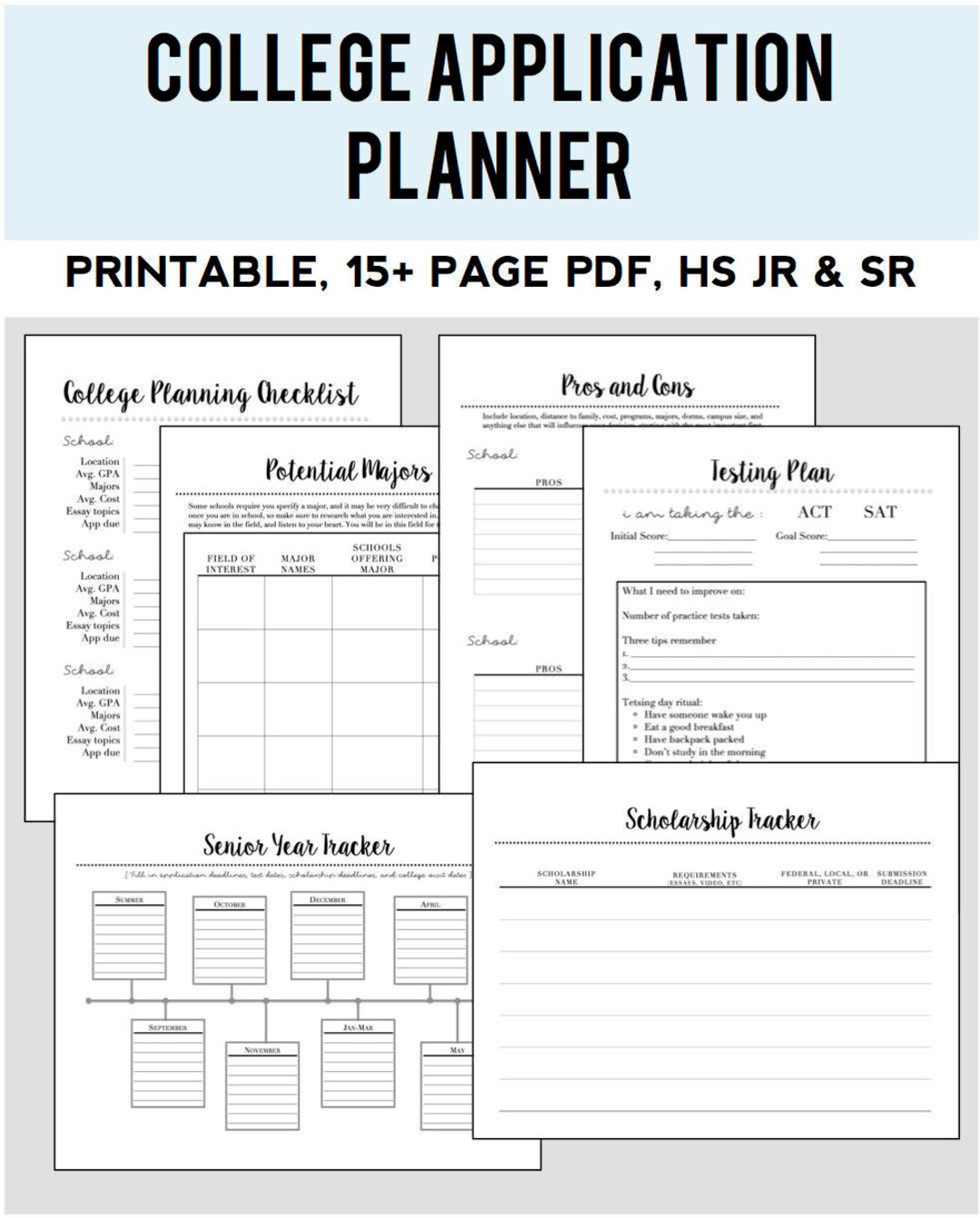 College Application Planner 15 Page Printable - Etsy College Application Planner 15 Page Printable - Etsy