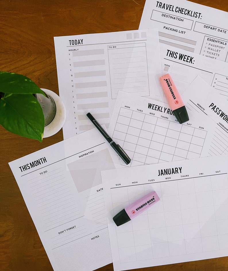 Basic Planner Kit (letter Size) (18+ Pages) - Etsy