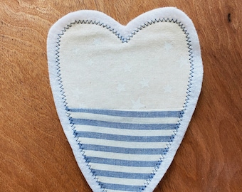 Sew On Patch - Heart - Blue Stars and Stripes