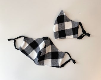 Face Mask - Black Plaid Flannel