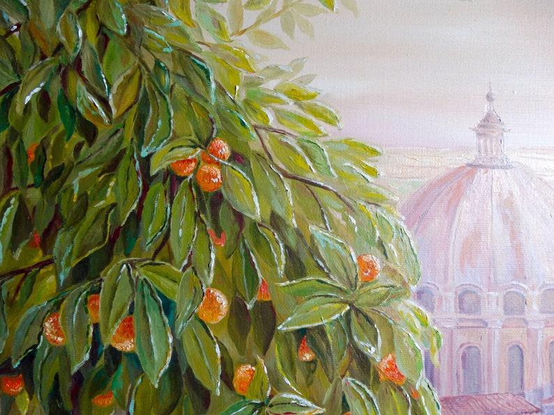 Giardino Degli Aranci Orange Garden Rome Italy Painting Original Artwork Rome Wall Art