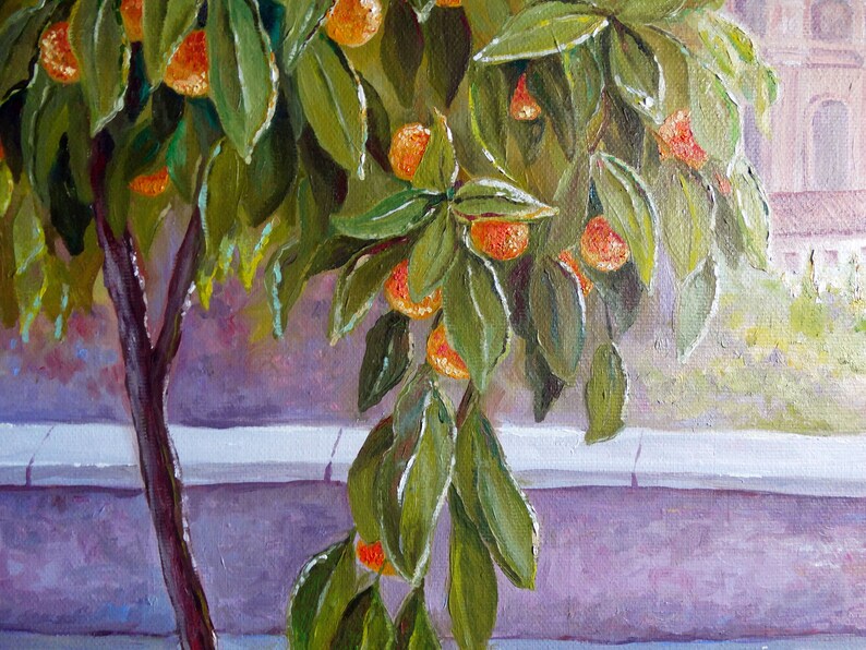 Giardino Degli Aranci Orange Garden Rome Italy Painting Original Artwork Rome Wall Art