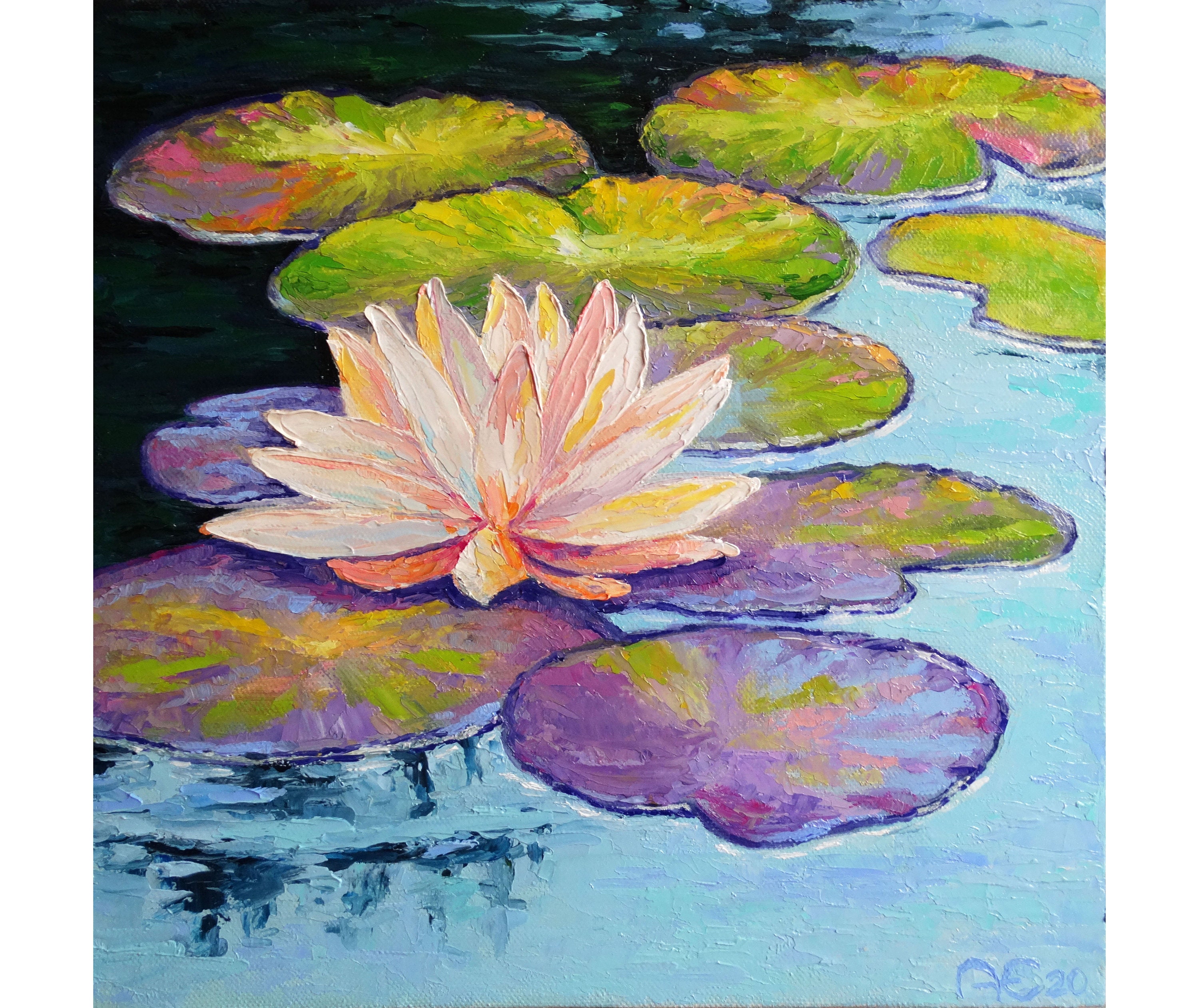 LotusMalerei Claude SeerosenMalerei Teich Wandkunst Etsy