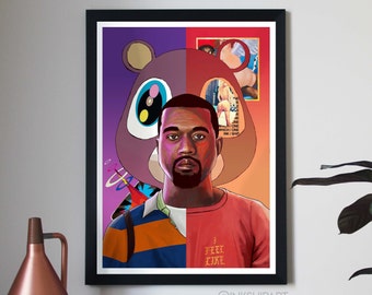 Kanye West Poster, Evolution, Hip Hop Music Art Print, A1, A2, Large, Gift for Boyfriend, Hypebeast Poster, Music Poster, Bedroom Wall Art