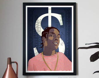ASAP Rocky Large Poster, A1, Testing, AWGE, Hip Hop Music Art Print, Gift for Boyfriend, Bedroom Wall Art