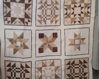 Sampler quilt, Traditional sampler quilt, Sampler wallhanging quilt, Sampler lap quilt, Small sampler quilt, Handmade patchwork quilt